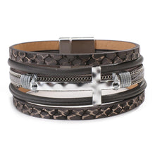 Load image into Gallery viewer, The Cross Wide Leather Cuff Bracelet