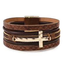 Load image into Gallery viewer, The Cross Wide Leather Cuff Bracelet