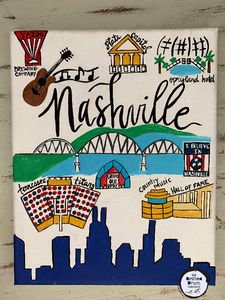 Nashville Painted Canvas Print